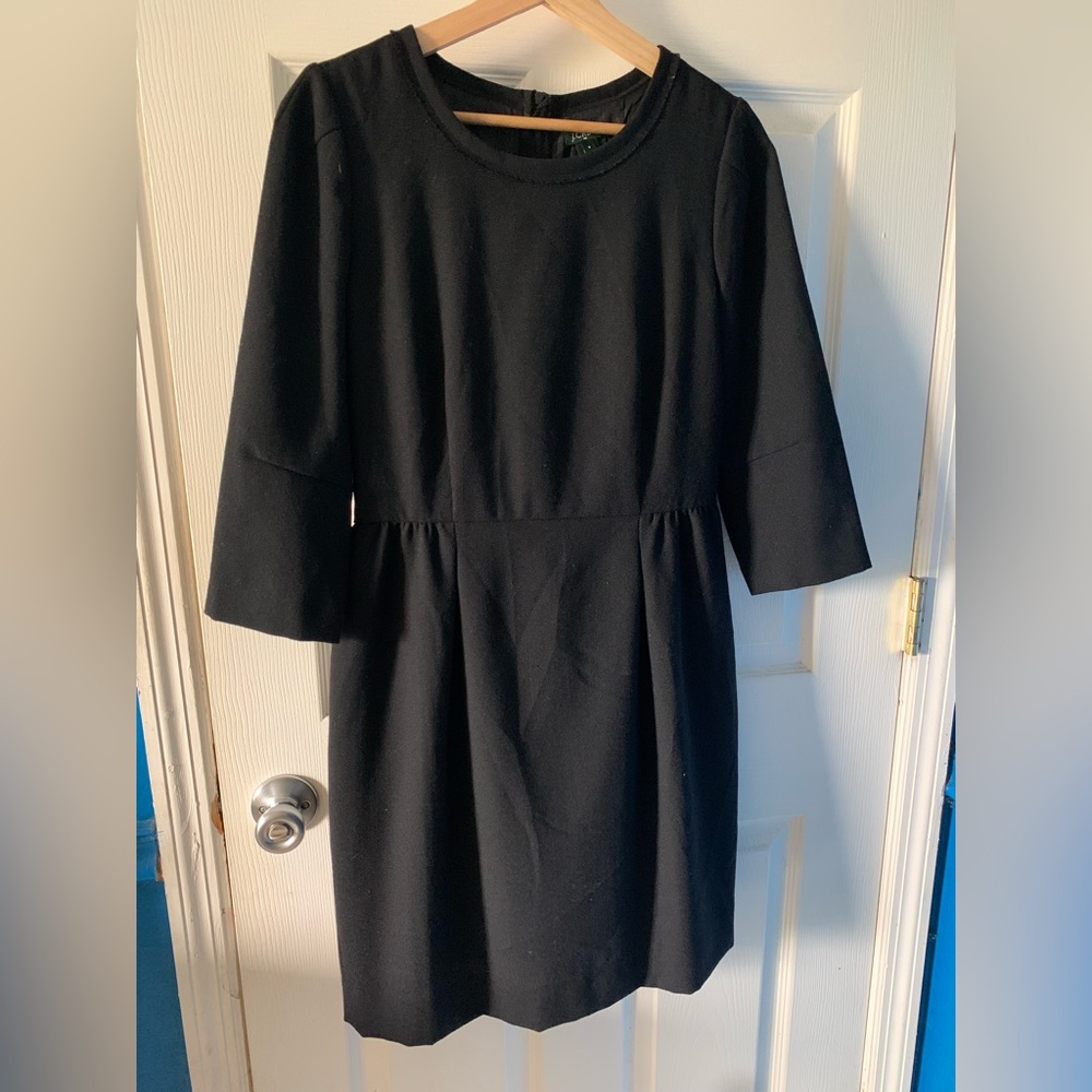 Black Women's Sheath Dress with 3/4 Sleeves J Crew size 6 with lining & zipper